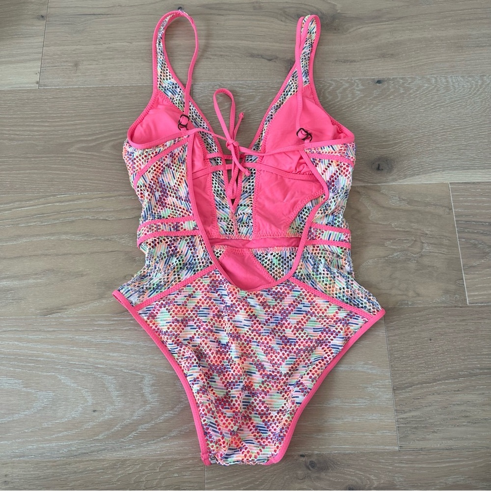 BECCA Multicolor Pink Orange Patterned One-Piece Swimsuit - Picture 3 of 13
